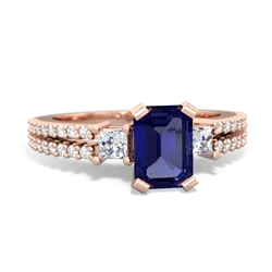 Lab Sapphire Classic 7X5mm Emerald-Cut Engagement 14K Rose Gold ring R26437EM