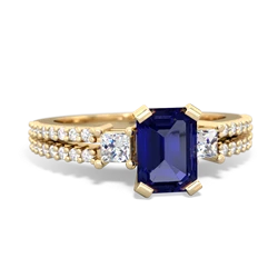 Lab Sapphire Classic 7X5mm Emerald-Cut Engagement 14K Yellow Gold ring R26437EM