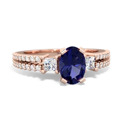 Lab Sapphire Classic 7X5mm Oval Engagement 14K Rose Gold ring R26437VL