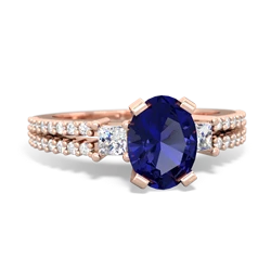 Lab Sapphire Classic 8X6mm Oval Engagement 14K Rose Gold ring R26438VL