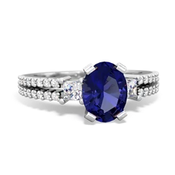 Lab Sapphire Classic 8X6mm Oval Engagement 14K White Gold ring R26438VL