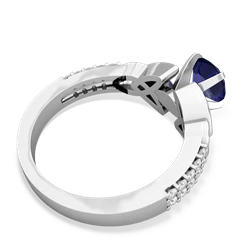 Lab Sapphire Celtic Knot Engagement 14K White Gold ring R26446RD