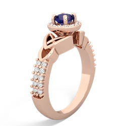 Lab Sapphire Celtic Knot Halo 14K Rose Gold ring R26445RH