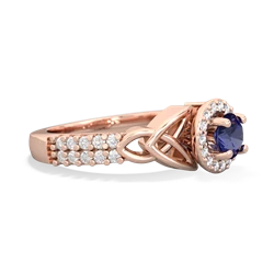 Lab Sapphire Celtic Knot Halo 14K Rose Gold ring R26445RH