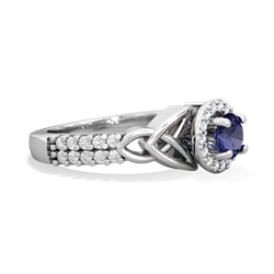 Lab Sapphire Celtic Knot Halo 14K White Gold ring R26445RH