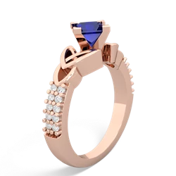 Lab Sapphire Celtic Knot 5Mm Square Engagement 14K Rose Gold ring R26445SQ