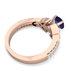 Lab Sapphire Celtic Knot 6Mm Round Engagement 14K Rose Gold ring R26446RD