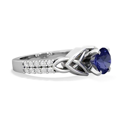 Lab Sapphire Celtic Knot 6Mm Round Engagement 14K White Gold ring R26446RD