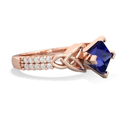 Lab Sapphire Celtic Knot 6Mm Princess Engagement 14K Rose Gold ring R26446SQ