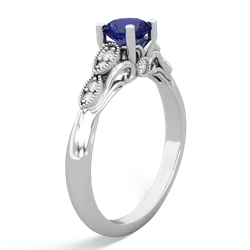 Lab Sapphire Antique Elegance 14K White Gold ring R3100
