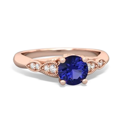 Lab Sapphire Antique Elegance 14K Rose Gold ring R3100