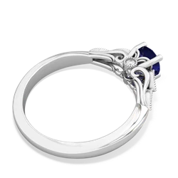 Lab Sapphire Antique Elegance 14K White Gold ring R3100