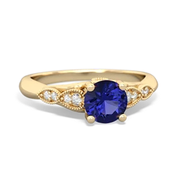 Lab Sapphire Antique Elegance 14K Yellow Gold ring R3100