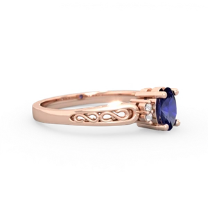 Lab Sapphire Filligree Scroll Oval 14K Rose Gold ring R0812
