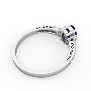 Lab Sapphire Filligree Scroll Oval 14K White Gold ring R0812
