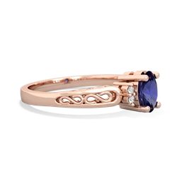 Lab Sapphire Filligree Scroll Oval 14K Rose Gold ring R0812