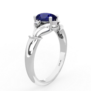 Lab Sapphire Precious Pear 14K White Gold ring R0826