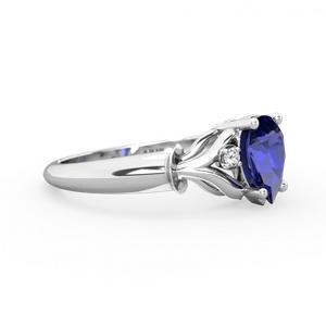 Lab Sapphire Precious Pear 14K White Gold ring R0826