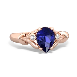 Lab Sapphire Precious Pear 14K Rose Gold ring R0826