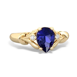 Lab Sapphire Precious Pear 14K Yellow Gold ring R0826