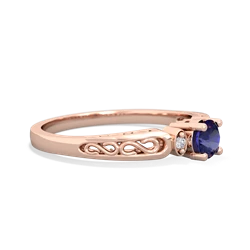 Lab Sapphire Filligree Scroll Round 14K Rose Gold ring R0829