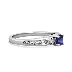Lab Sapphire Filligree Scroll Round 14K White Gold ring R0829