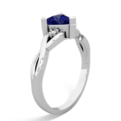 Lab Sapphire Trillion Twist 14K White Gold ring R2104