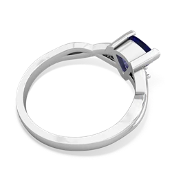 Lab Sapphire Trillion Twist 14K White Gold ring R2104