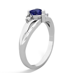 Lab Sapphire Split Band Swirl 14K White Gold ring R2130