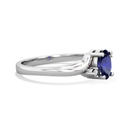 Lab Sapphire Elegant Swirl 14K White Gold ring R2173