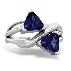 Lab Sapphire Split Band Swirl 14K White Gold ring R2341