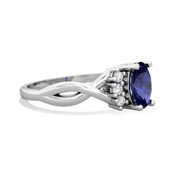 Lab Sapphire Victorian Twist 14K White Gold ring R2497