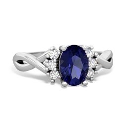 Lab Sapphire Victorian Twist 14K White Gold ring R2497