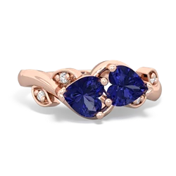 Lab Sapphire Floral Elegance 14K Rose Gold ring R5790