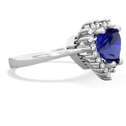 Lab Sapphire Sparkling Halo Heart 14K White Gold ring R0391