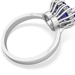 Lab Sapphire Sparkling Halo Heart 14K White Gold ring R0391