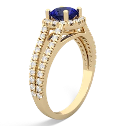 Thumbnail for Lab Sapphire Pavã© Halo 14K Yellow Gold ring R5490 - side view