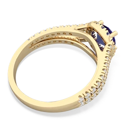 Thumbnail for Lab Sapphire Pave Halo 14K Yellow Gold ring R5490 - front view