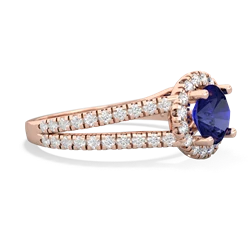 Lab Sapphire Pave Halo 14K Rose Gold ring R5490