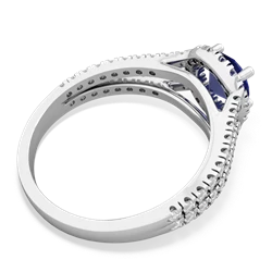 Lab Sapphire Pave Halo 14K White Gold ring R5490