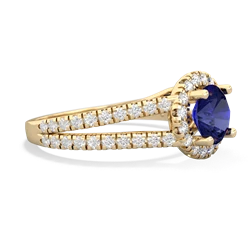 Lab Sapphire Pave Halo 14K Yellow Gold ring R5490