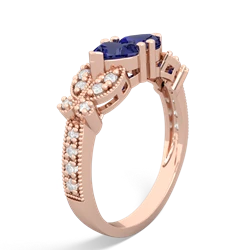 Lab Sapphire Diamond Butterflies 14K Rose Gold ring R5601