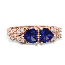 Lab Sapphire Diamond Butterflies 14K Rose Gold ring R5601