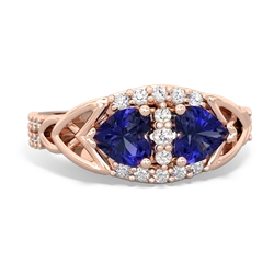 Lab Sapphire Sparkling Celtic Knot 14K Rose Gold ring R2645