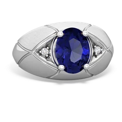 Lab Sapphire Men's Crossroads 14K White Gold ring R0361