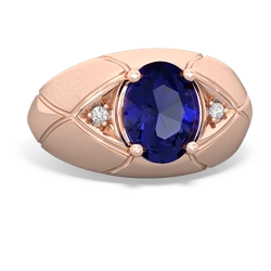 Lab Sapphire Men's Crossroads 14K Rose Gold ring R0361