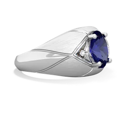 Lab Sapphire Men's Crossroads 14K White Gold ring R0361