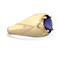 Lab Sapphire Men's Crossroads 14K Yellow Gold ring R0361