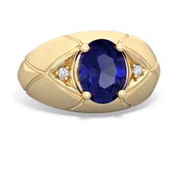 Lab Sapphire Men's Crossroads 14K Yellow Gold ring R0361