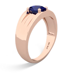 Lab Sapphire Men's Two Lane 14K Rose Gold ring R0363